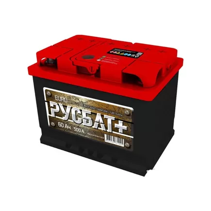 РУСБАТ+ 60 A/h 500 A R+ 6СТ-60 242x175x190 мм