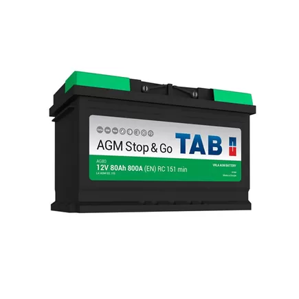 Tab EcoDry AGM STOP&GO 80 A/h 800 A R+ 315x175x190 мм