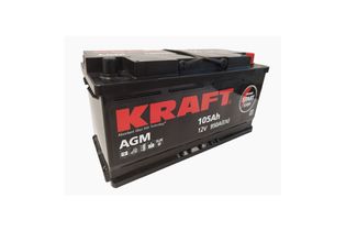 Kraft AGM StartStop 105 A/h 950 A R+ 393x175x190 мм