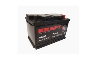 Kraft AGM StartStop 70 A/h 760 А R+ 278x175x190 мм