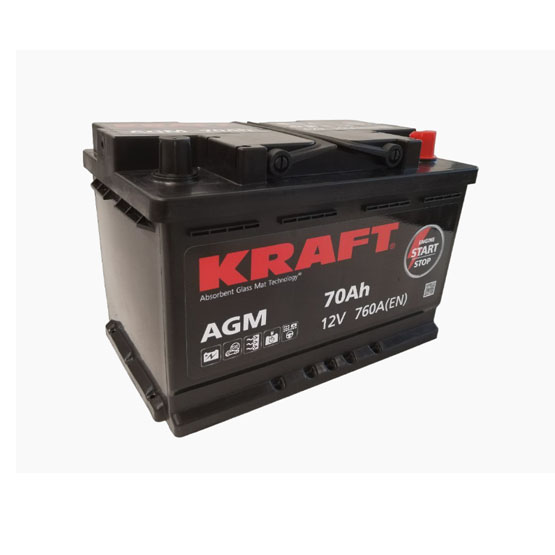 Купить аккумулятор Kraft AGM Start&Stop 70 A/h 760 А R+ в Минске