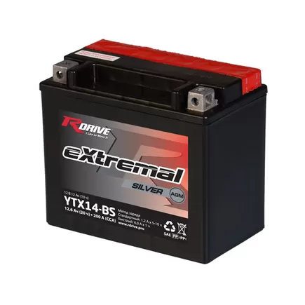 RDRIVE eXtremal Silver YTX14-BS 12 A/h 200 A L+ 150x87x145 мм