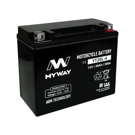 MyWay YT20L-4 MF 20 A/h 300 A R+ 177x88x155 мм