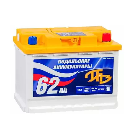 Подольские аккумуляторы 62 A/h 530 A R+ 242x175x190 мм