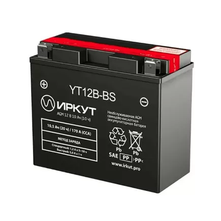 Иркут YT12B-BS 10 A/h 170 А L+ 150x69x130 мм