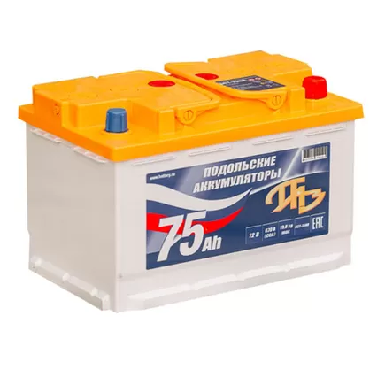 Подольские аккумуляторы 75 A/h 670 А R+ 278x175x190 мм