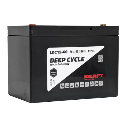 Аккумулятор Kraft 12V-76 Ah (C20) L (12В/76 А·ч)