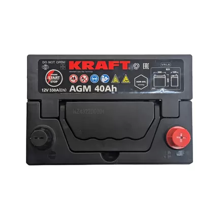 Kraft AGM 40 A/h 330 A R+ 200x135x220 мм