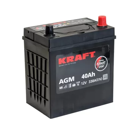 Kraft AGM 40 A/h 330 A R+ 200x135x220 мм