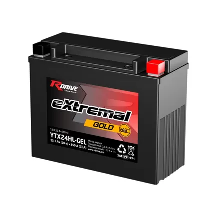 RDrive Extremal Gold YTX24HL-GEL 22 A/h 310 A R+ 205x87x162 мм