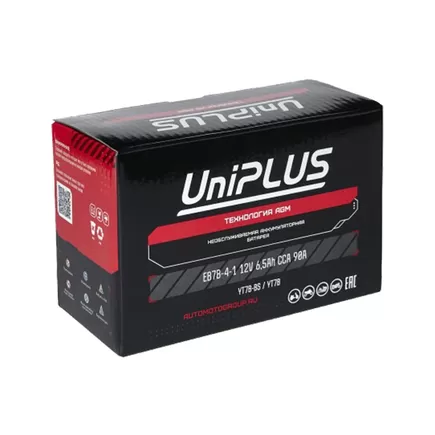 UniPlus AGM EB7B-4-1 6.5 A/h 90 A L+ YT7B 150x66x93 мм