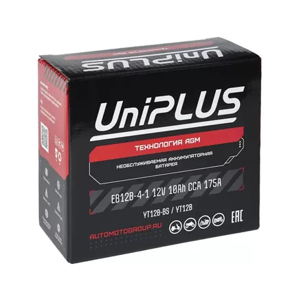 UniPlus AGM EB12B-4-1 10 A/h 175 A L+ YT12B 151x71x130 мм