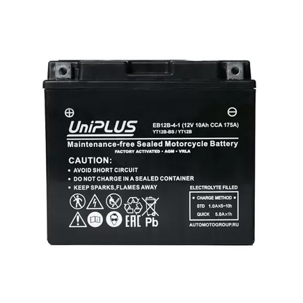 UniPlus AGM EB12B-4-1 10 A/h 175 A L+ YT12B 151x71x130 мм