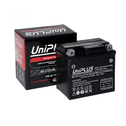 UniPlus AGM EB5-3 4 A/h 70 A R+ YTX5L 114x70x106 мм
