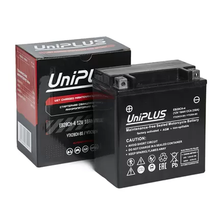 UniPlus AGM EB20CH-4 18 A/h 230 A L+ YTX20CH 151x88x164 мм