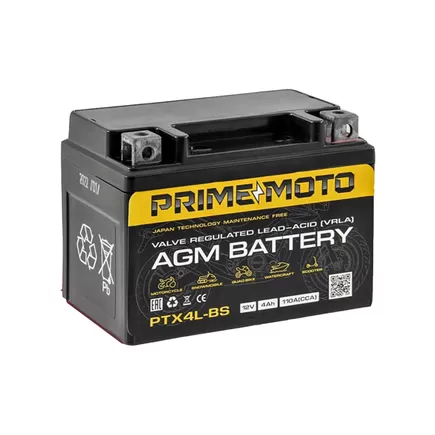 Prime PTX4L-BS 4 A/h 110 A R+ 113x70x85 мм