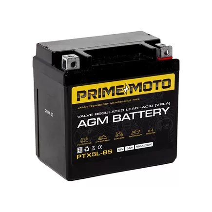 Prime PTX5L-BS 5 A/h 150 A R+ YTX5L 114x70x106 мм