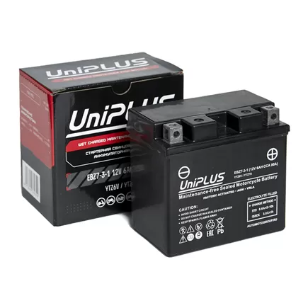 UniPlus AGM EBZ7-3-1 6 A/h 90 A R+ YTZ7S 114x70x106 мм
