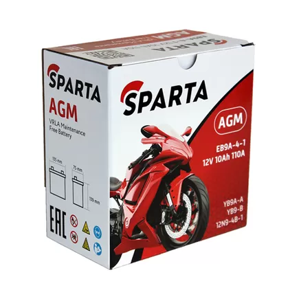 Sparta AGM EB9A-4-1 10 A/h 110 A L+ YB9A-A, YB9-B, 12N9-4B-1 135x75x139 мм