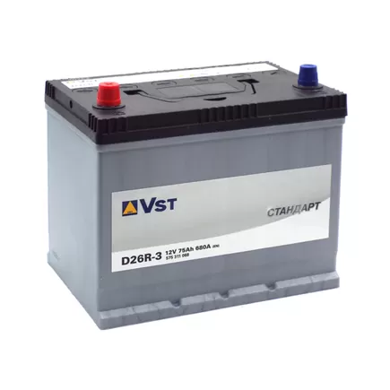 VST Стандарт D26R-3 75 A/h 680 A JL+ 260x175x220 мм