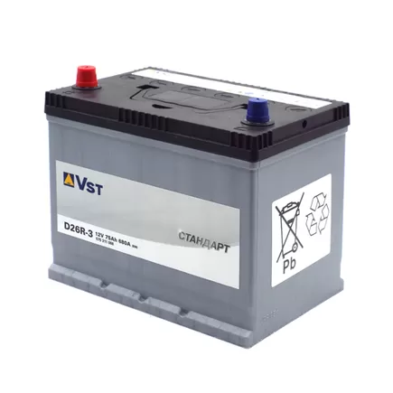 VST Стандарт D26R-3 75 A/h 680 A JL+ 260x175x220 мм