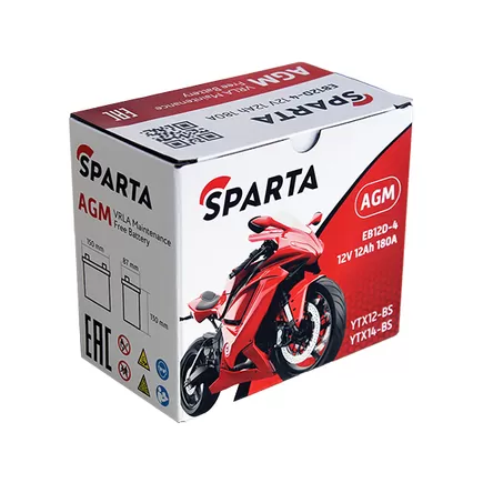 Sparta AGM EB12D-4 12 A/h 180 A L+ YTX12-BS, YTX14-BS 151x88x130 мм