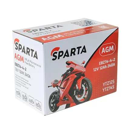 Sparta AGM EBZ14-4-2 12 A/h 240 A L+ YTZ12S, YTZ14S 150x88x110 мм