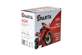 Sparta AGM EB20H-3 20 A/h 280 A R+ YTX20HL-BS, YTX20L-BS, YB16L-B, YB18L-A 177x88x156 мм