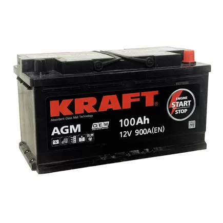 Kraft AGM 100 A/h 900 А R+ 353x175x190 мм