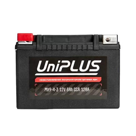 UniPlus AGM MX9-4 8 A/h 120 А L+ YTX9 150x87x107 мм