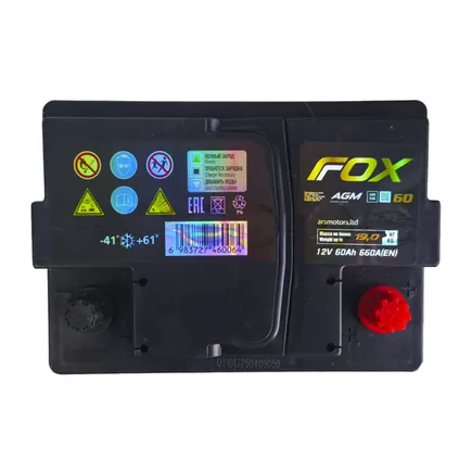 Fox AGM 60 A/h 660 A R+ 278x175x190 мм