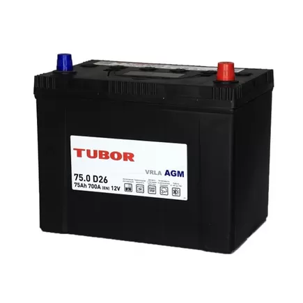 Tubor AGM Asia 75 A/h 700 A R+ 255x175x220 мм