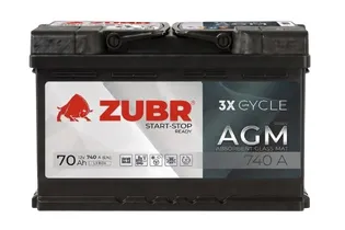 Zubr AGM 70 A/h 740 A R+ 278x175x190 мм