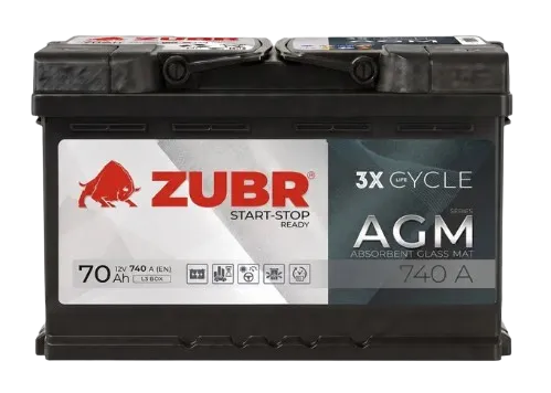 Zubr AGM 70 A/h 740 A R+ 278x175x190 мм