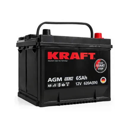 Kraft AGM 65 A/h 620 A R+ 230x175x220 мм